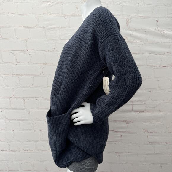 Goodthreads Womens Oversized Boucle Shaker Stitch Cardigan Sweater Navy Blue M - Picture 6 of 15